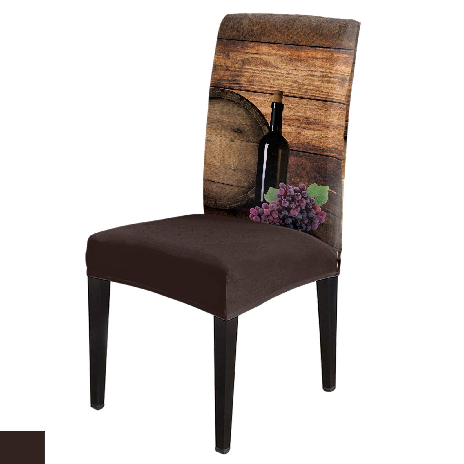 Stretch Washable Chair Slipcovers Wooden Wine Barrels Chair Covers Set Fruit Grape Wine Dining Chair Seat Protector for Home Hotel Ceremony 8 PCS