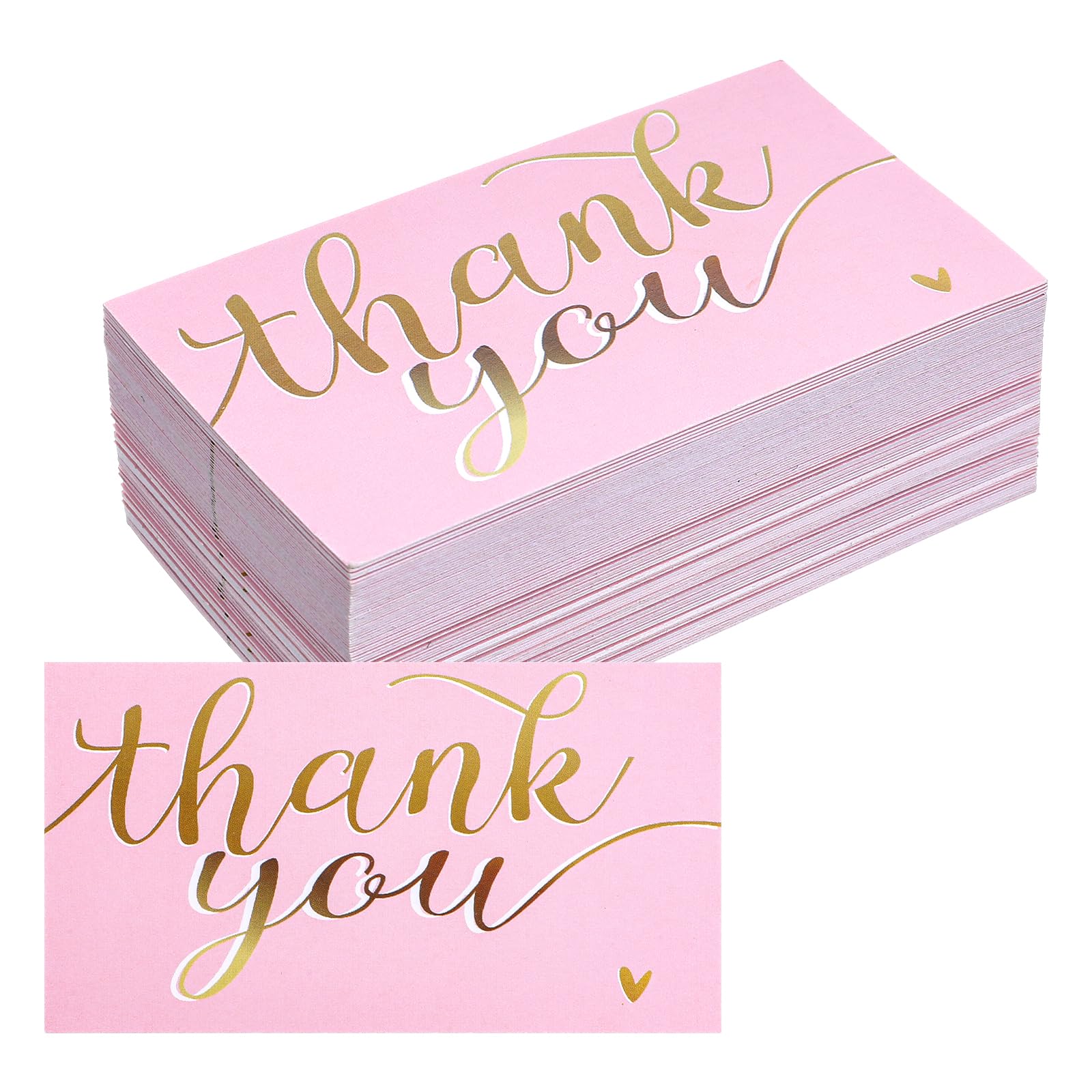 LXUEJIE 100 Pcs Thank You Cards, Pink Thank You Cards 3.5 x 2 inch
