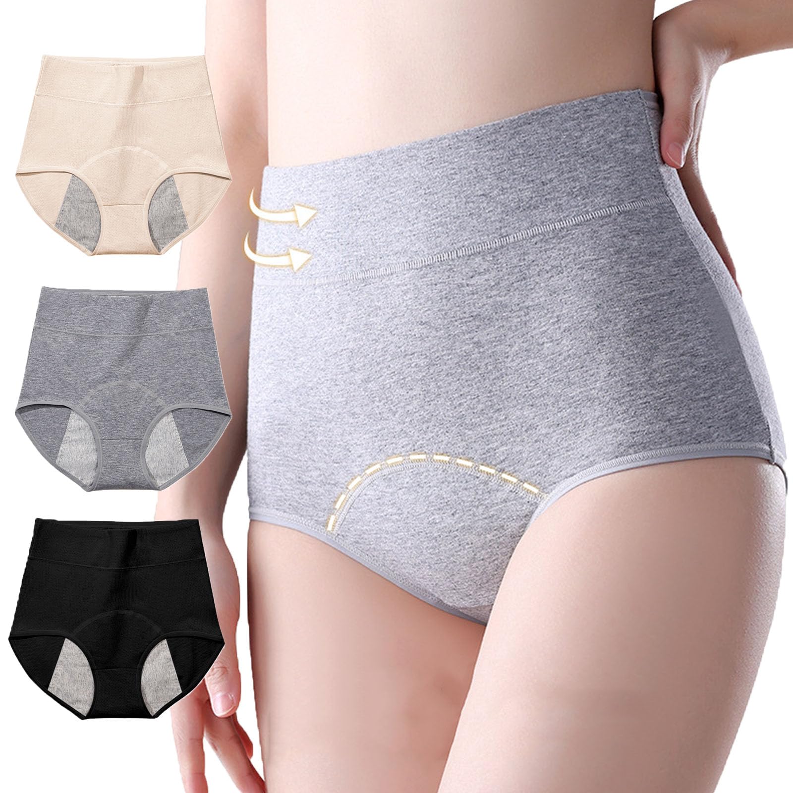 3Pack Heavy Flow Period Pants Post Partum Pants High Waist Postpartum Underwear Leakproof Menstrual Knickers Extra Protection Period Underwear Menstrual Underwear Briefs Period Pants for Teenage Girls