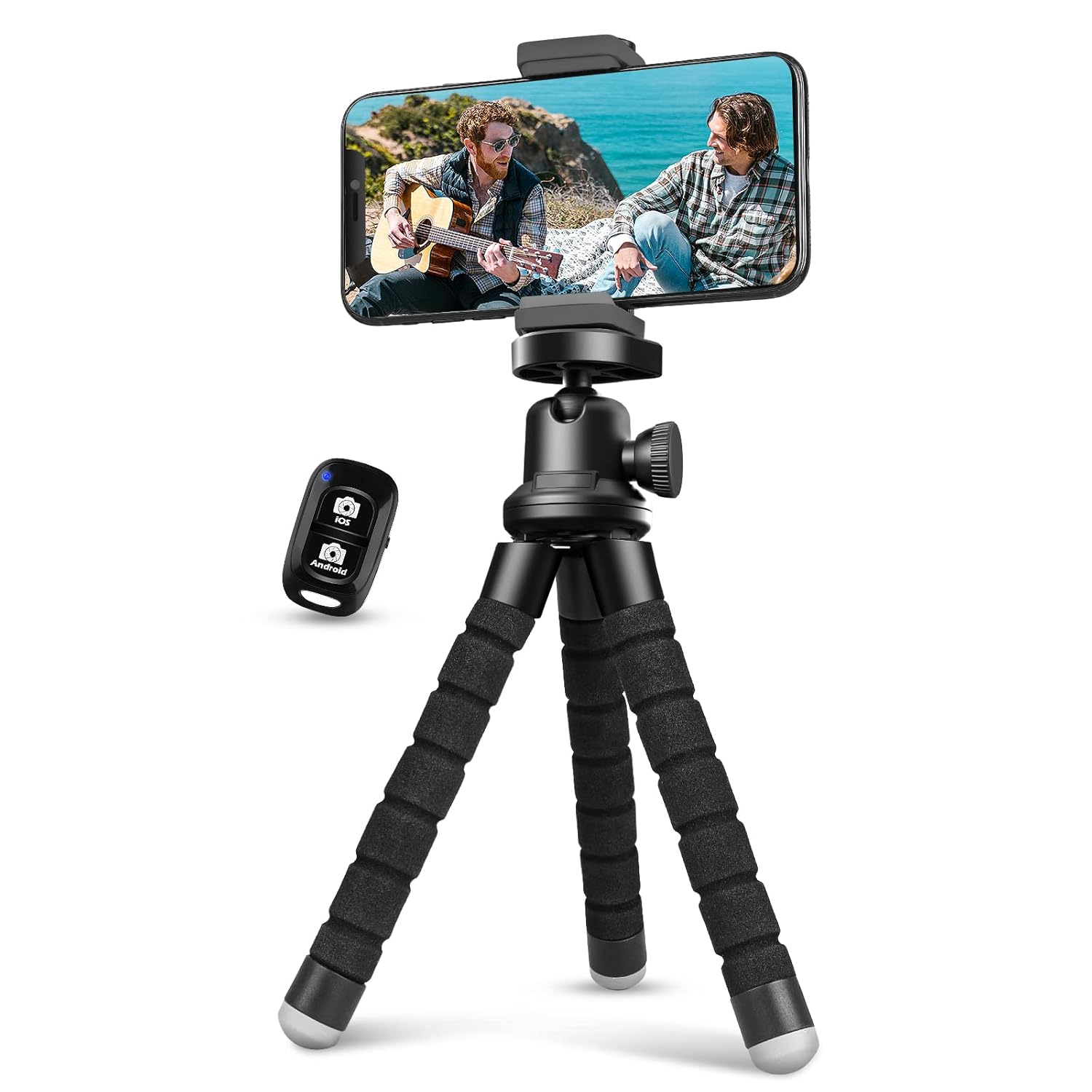 Aureday Phone Tripod Flexible Tripod for iPhone and Android Cell Phone Come with Wireless Remote and Clip for
