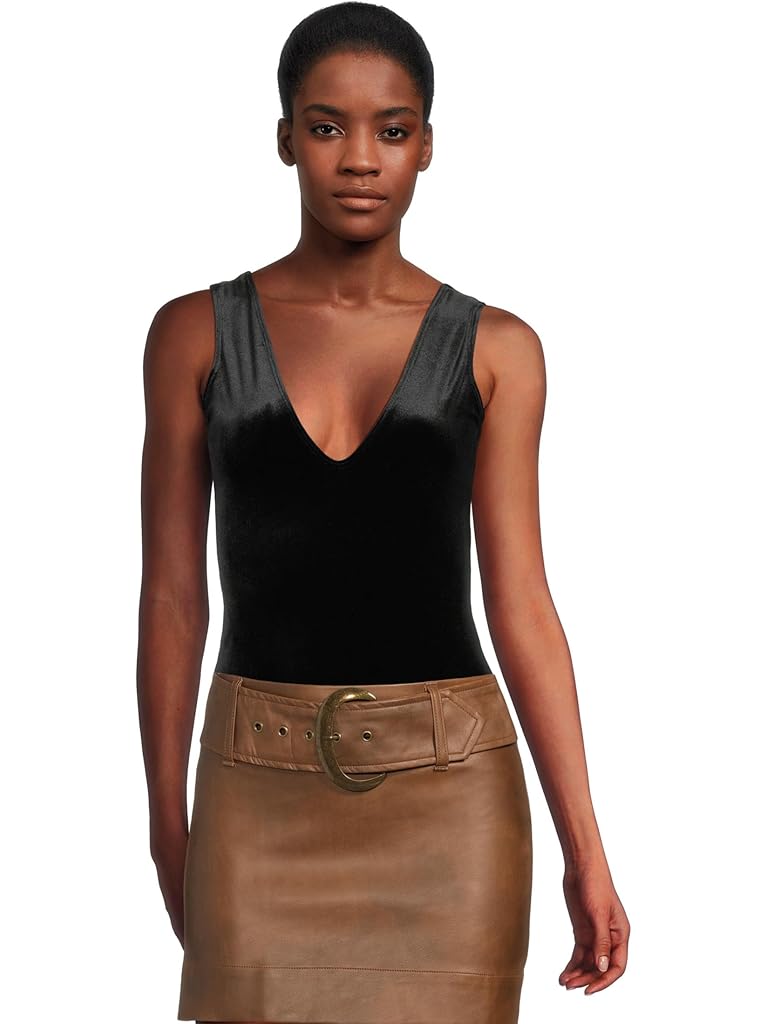 Black Commando Velvet Deep-V Bodysuit