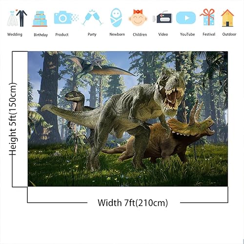 Miniatura 5 de Avezano Fondo de fiesta de dinosaurios para niños, decoración de fiesta de dinosaurios jurásicos, fondo de fotos de dinosaurio, suministros de