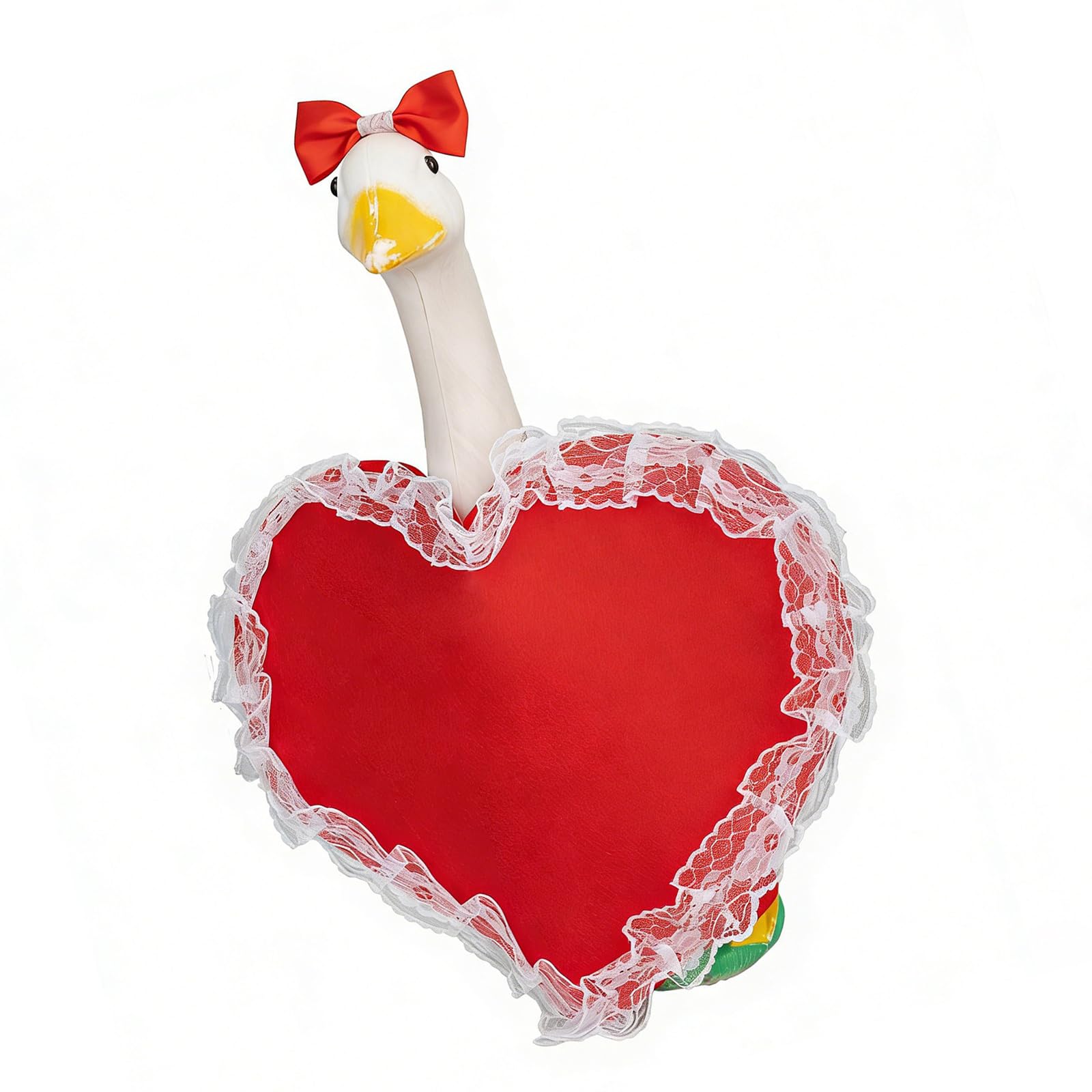 Woedpez And Wedding Decors Feature Romance Heart Geese Ornament Sturdy Fabric Attire Geese for Outdoor Use Holiday Yard Decors