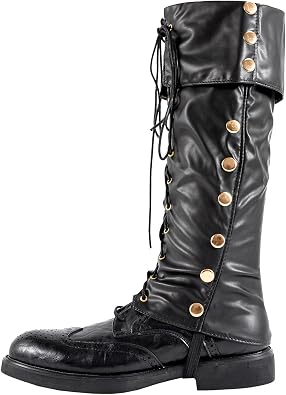 Pirate Boot Covers Faux Leather Steampunk Leg Pirate Boot Covers Mens Medieval Costume Renaissance Shoes Renaissance Festival Cosplay Leg Costume Accessories Black