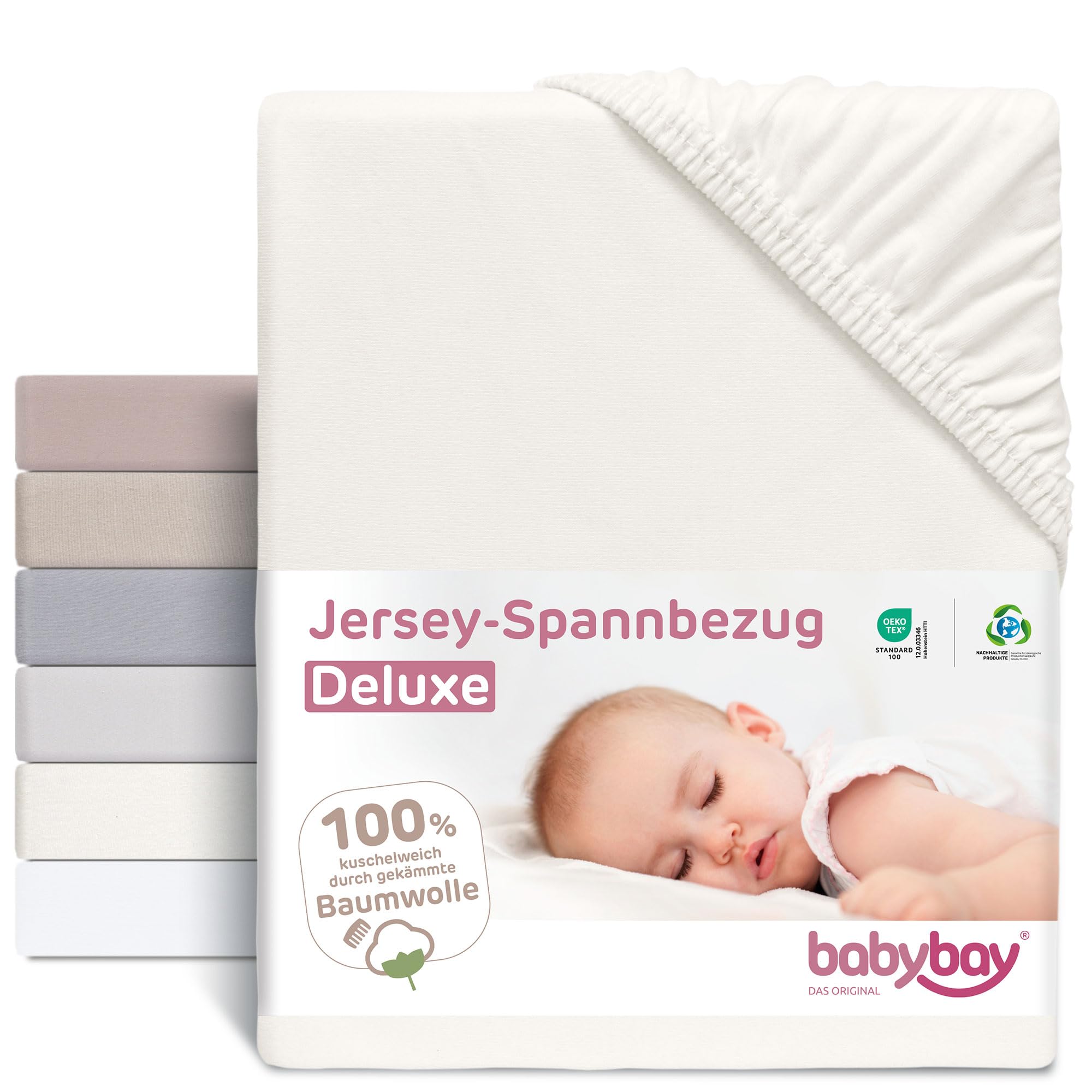 Babybay Jersey Cover for bedside sleeper Cot, Off-White