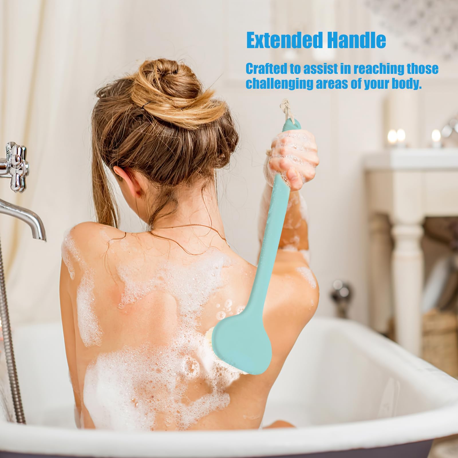 VANZAVANZU Back Scrubber for Shower Bath Brush with 17-Inch Long Anti-Slip Handle - Image 4
