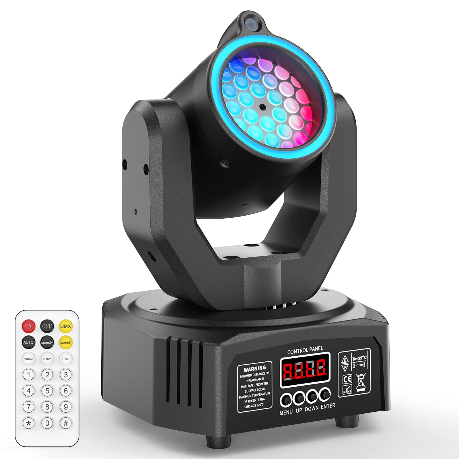 Lyre LED 30W Mini Luz Disco Dot Beam Cabeza Móvil Juegos de Luz LED RGB con Control Remoto Luz de Efecto Gobo con Apertura DMX512 para Escenario Fiesta Club DJ