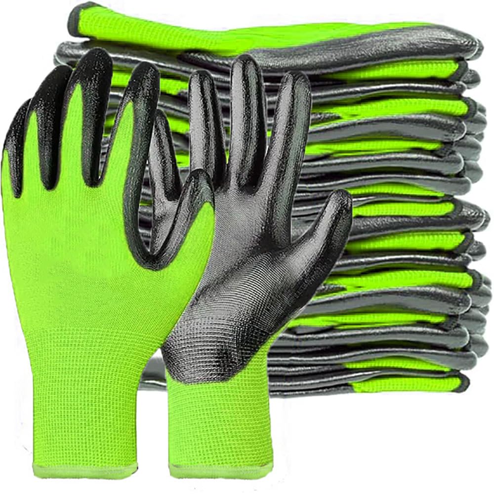 GAVOROHANS 6 works Work Gloves Gardening Gloves for Men&Women, Breathable Rubber Coated Secure Fit & Anti-Slip Grip
