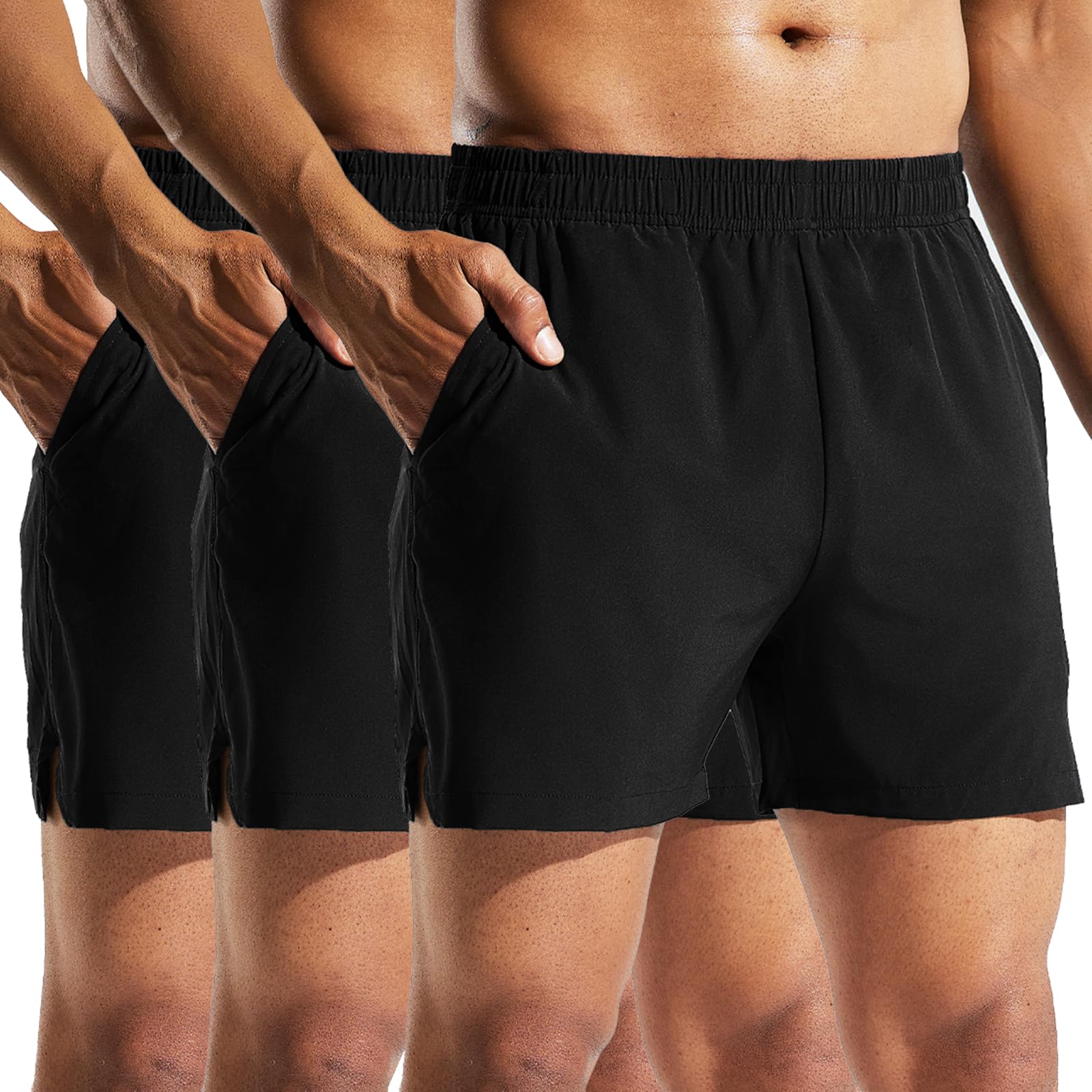 MIER Mens 3 Pack Running Athletic Shorts 5 Inch
