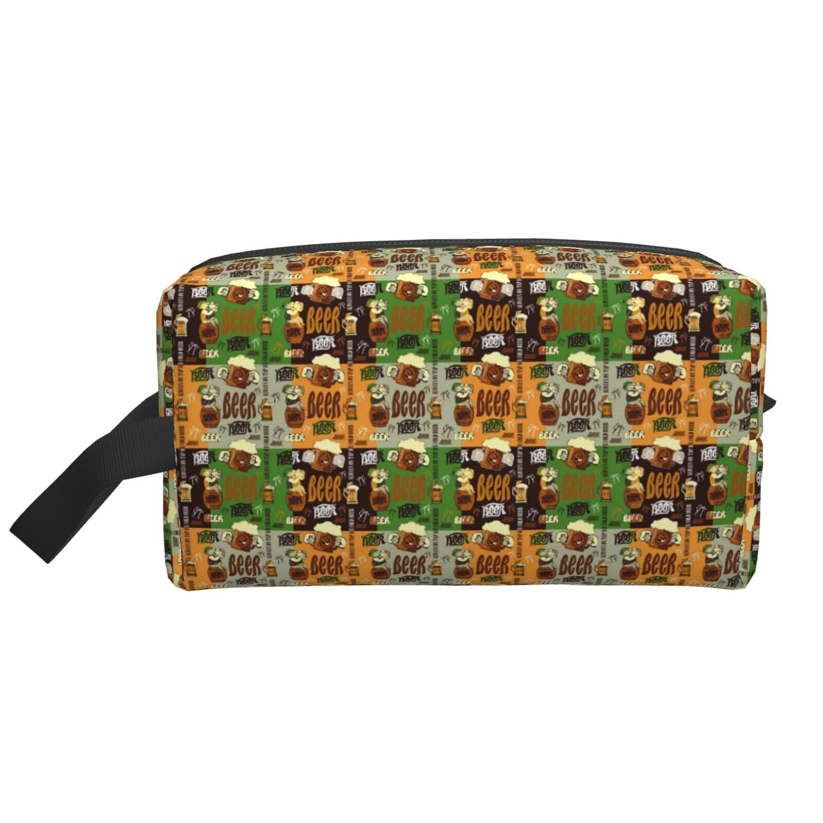 Ercgad Unisex White Beer Print Large Capacity Travel Toiletry Bag Cosmetic Pouch Daily Storage Makeup Case
