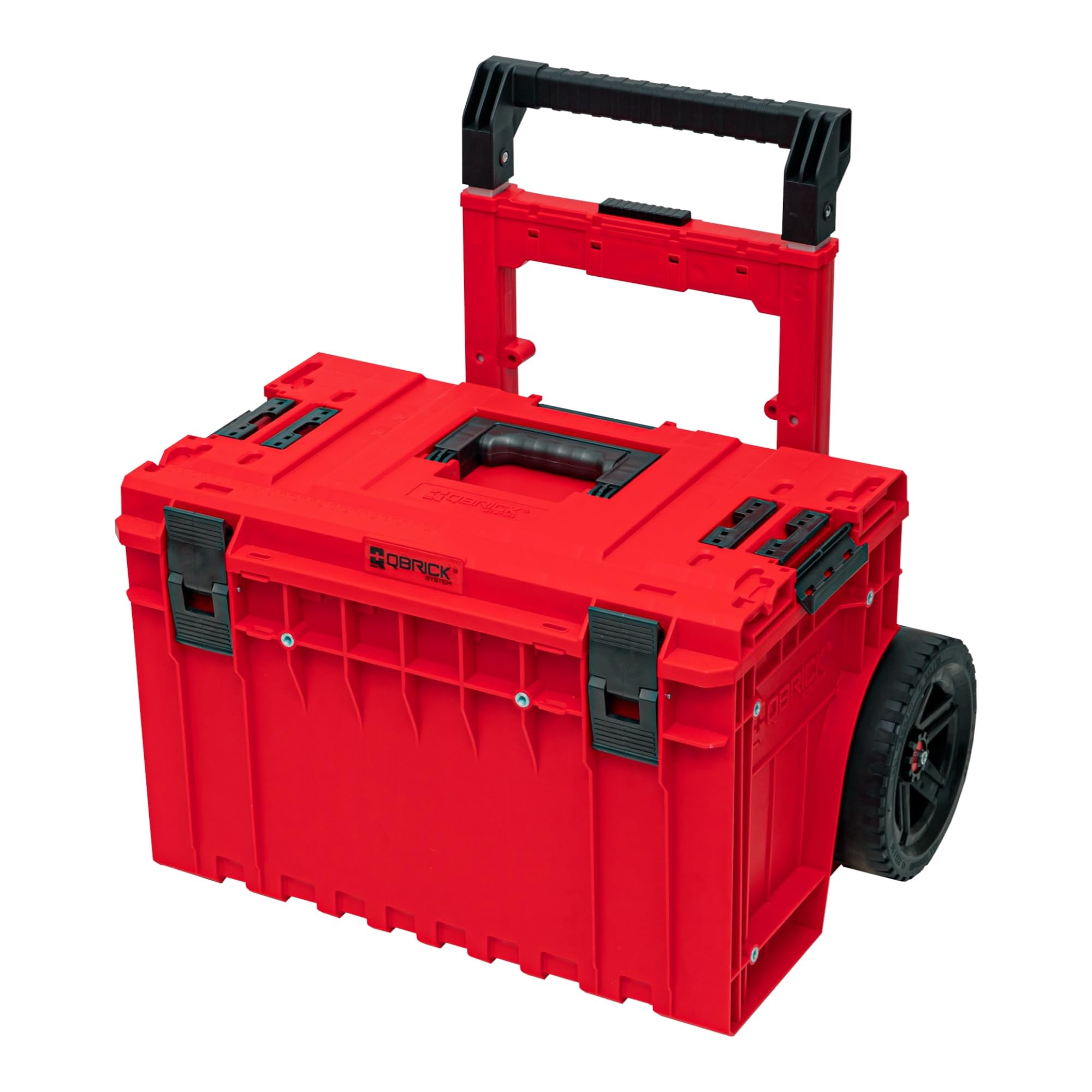 Qbrick System One Cart 2.0 Ultra HD Tool Box Rollable Tool Trolley Tool Box Plastic Tool Box on Wheels with Clamping Locks Rolling Workshop Red 64.1 x 48.5 x 66 cm