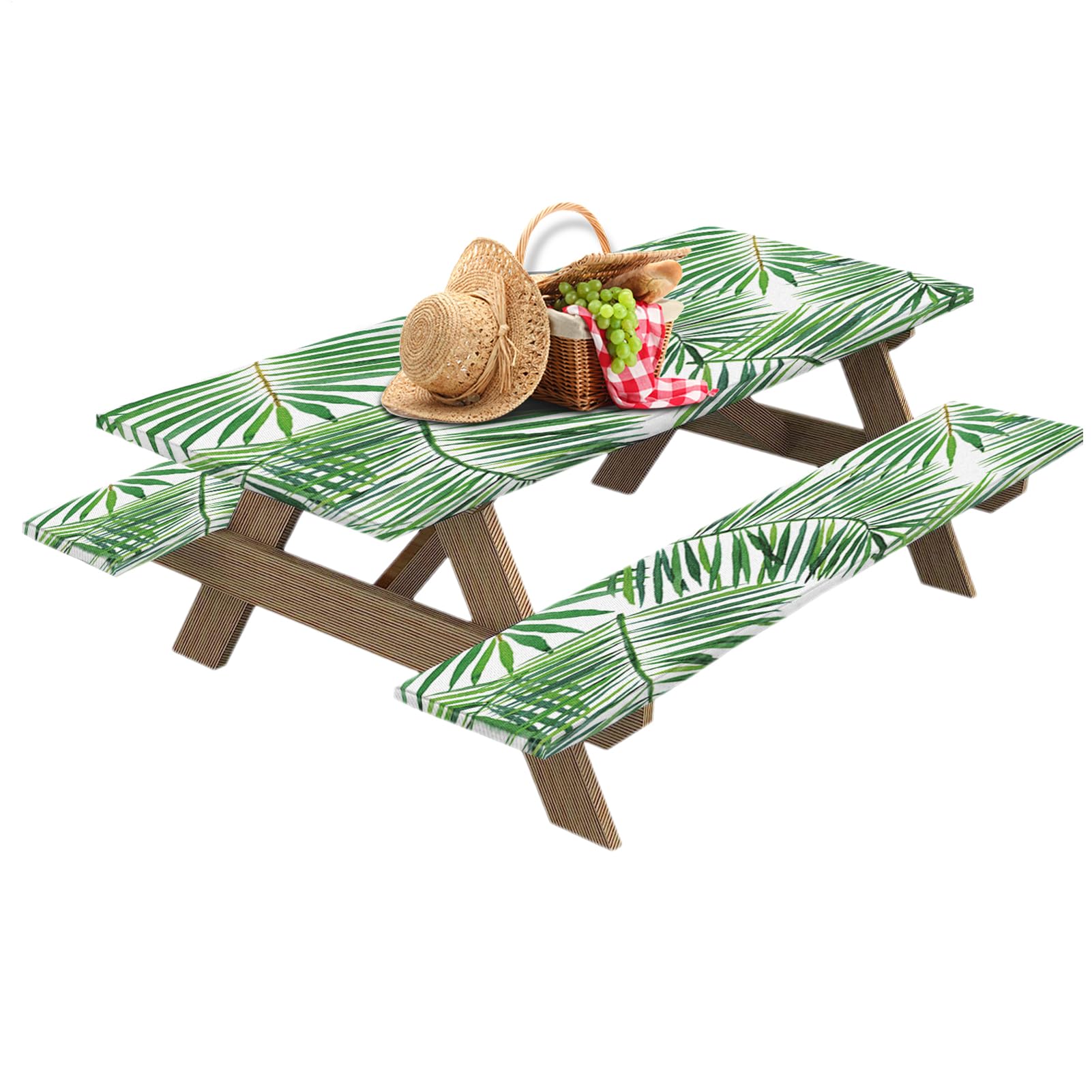 Housse de table de pique-nique ajustée rectangulaire 3 pièces imperméable