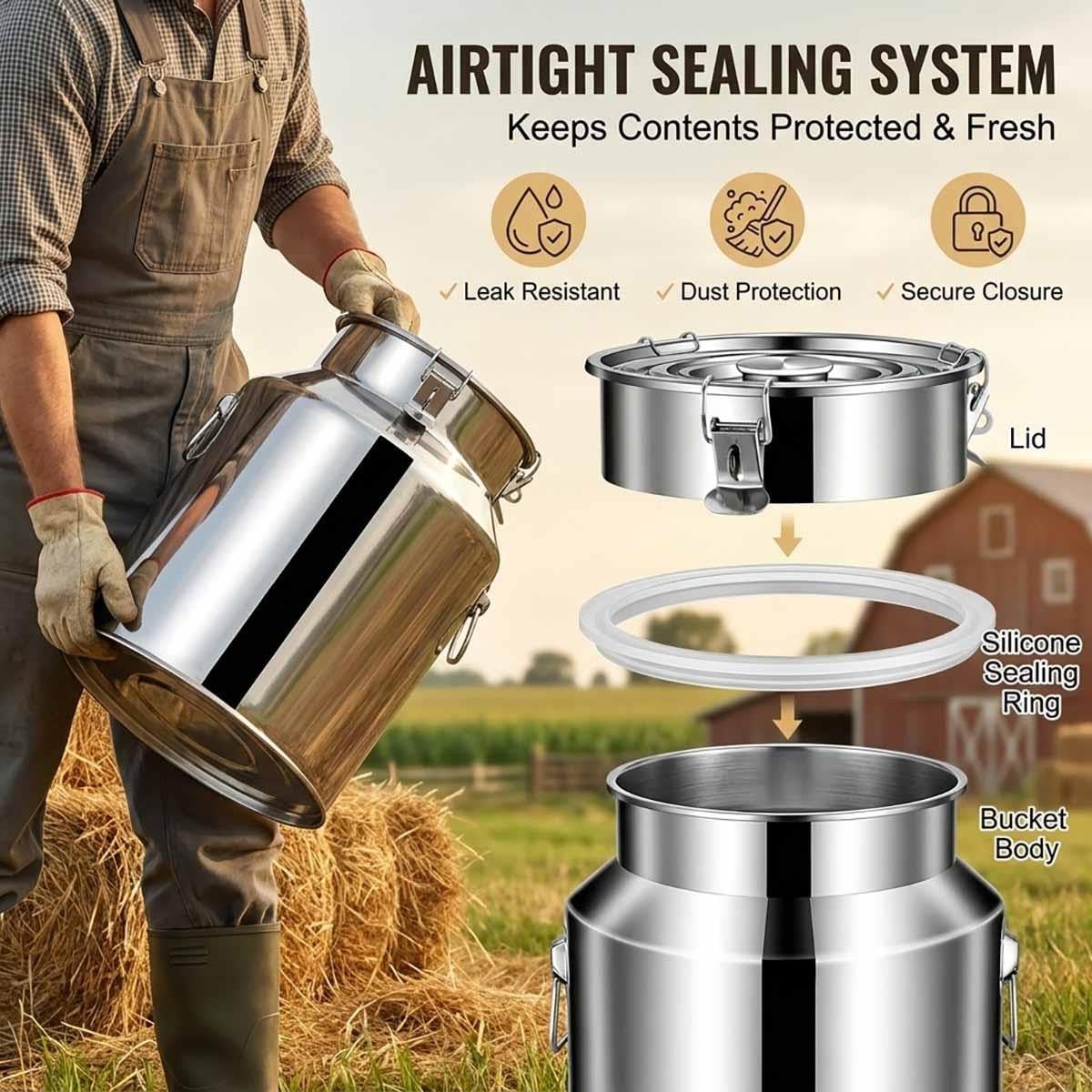 Bidón De Leche De Acero Inoxidable Con Espiga Cubo De Vino Lata Para Agua | Rra Con Grifo Y Tapa Sellada Cierres De Tensión Para Dispensar Líquidos Zumo Aceites En Cocinas(With faucet,64L)