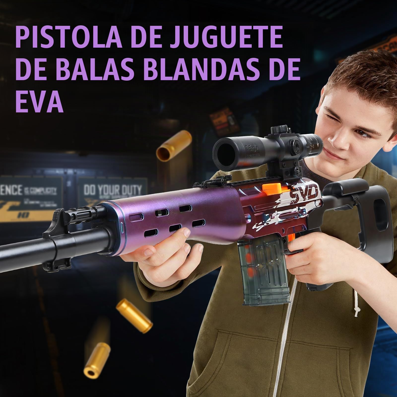 Pistola de Juguete para Niños, Pistola Juguete Que Cambia de Color, Pistola Blaster de Espuma, Pistolas de Juguete con Bala Blaster de Espuma Suave, 14+ Regalos para Niños