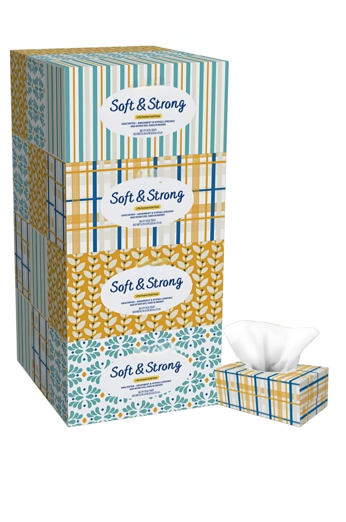 Marks Soft Strong 2-Ply Premium Facial Tissues 12 Flat Boxes 160 tissues box