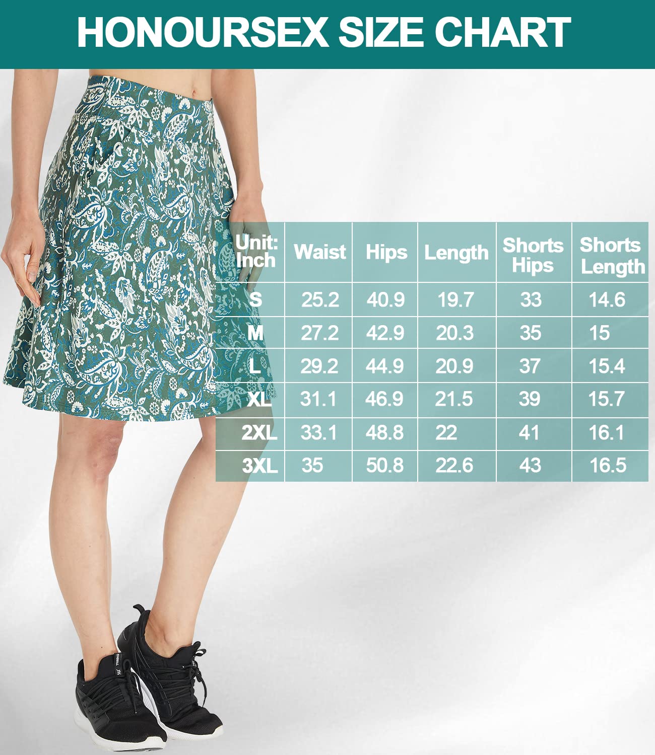 HonourSex Faldas de longitud a la rodilla para mujer, faldas causales con bolsillos, falda de golf, talla grande, faldas de longitud más larga
