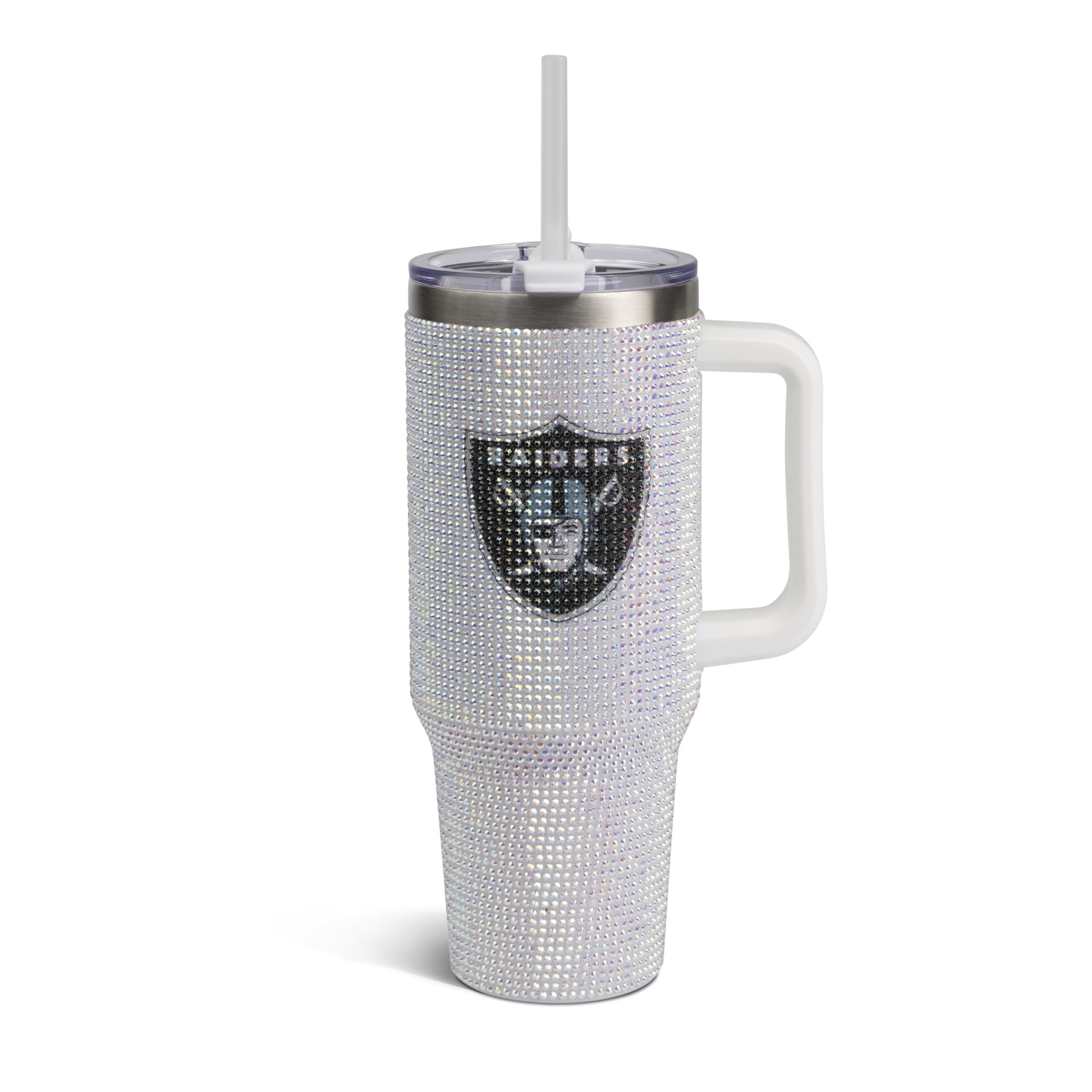 The Memory Company Officially Licensed 40oz White Bling Game Day Tumbler, Las Vegas Raiders