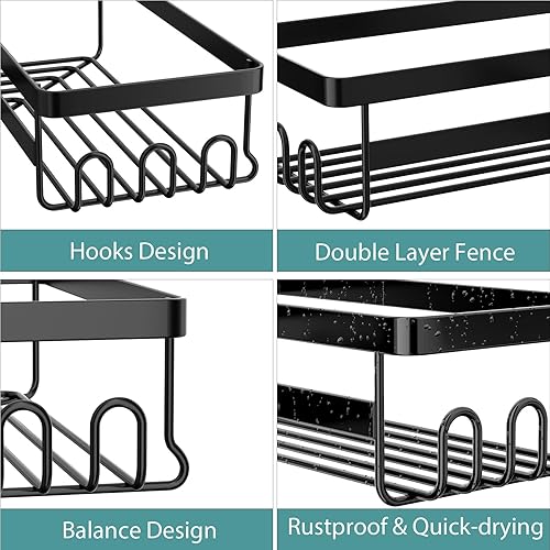 Miniatura 3 de StorageRight Organizador de ducha esquinero, paquete de 3 accesorios de baño adhesivos con soporte para jabón, estante organizador de ducha de acero