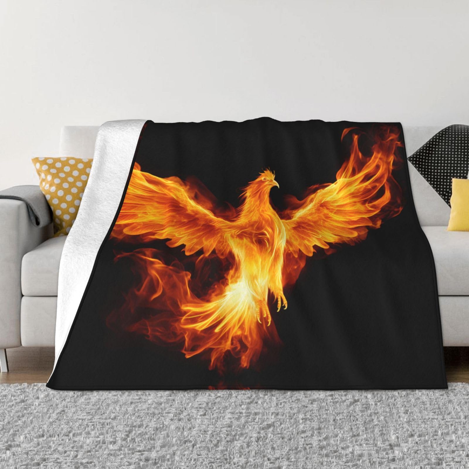 Couverture en flanelle ultra douce phoenix chaude grand plaid jeté de canapé 203 x 152 cm
