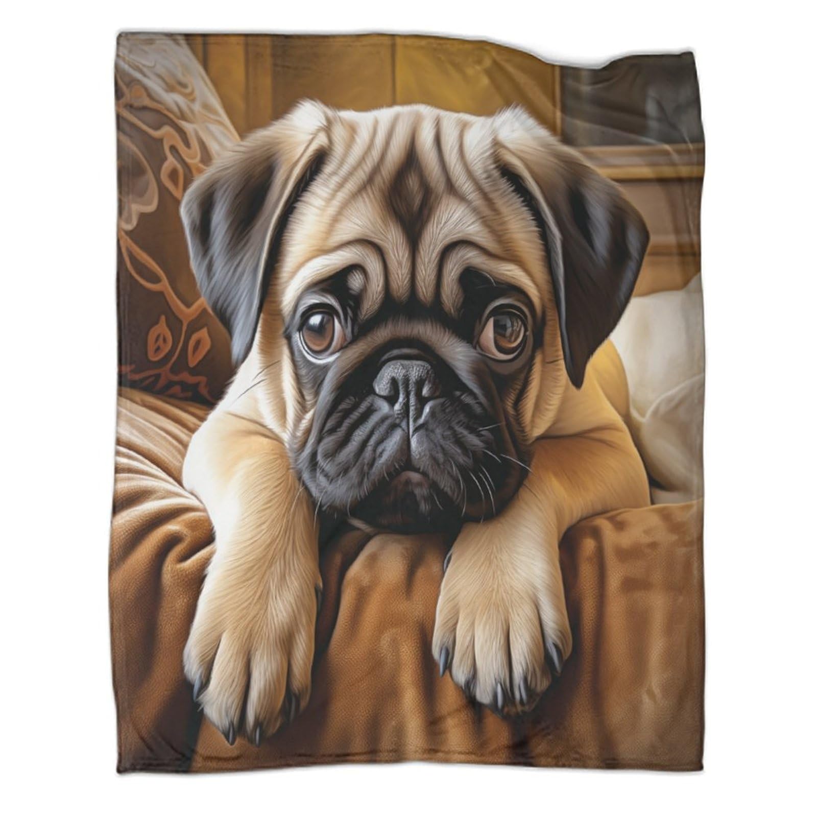 KBLDYAFB Cute Pug 3D Printed Throw Blanket Flannel Colourful Animal Art Blanket,Blankets for Young Men And Women，Soft Warm Microfiber Bedding for Bed Couch Chairs Car,Camping 50x60inch(127x152cm)