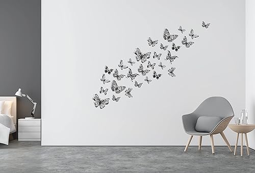 Miniatura 3 de 48 decoraciones de mariposa negra, 3 tamaños, 4 estilos, decoración de pared de mariposa 3D, decoraciones de fiesta de mariposa, decoraciones de