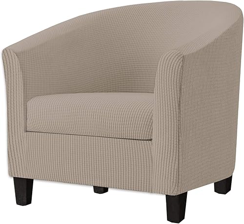 Fundas para sillas de bañera de 2 piezas con funda de cojín, funda elástica de jacquard para muebles, funda protectora para sillón, extraíble,