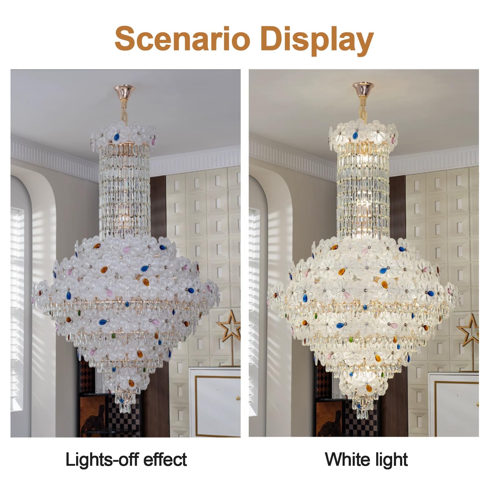 Lampadario Vetro Sospeso, Grande Lampadario Cristallo Stile Francese