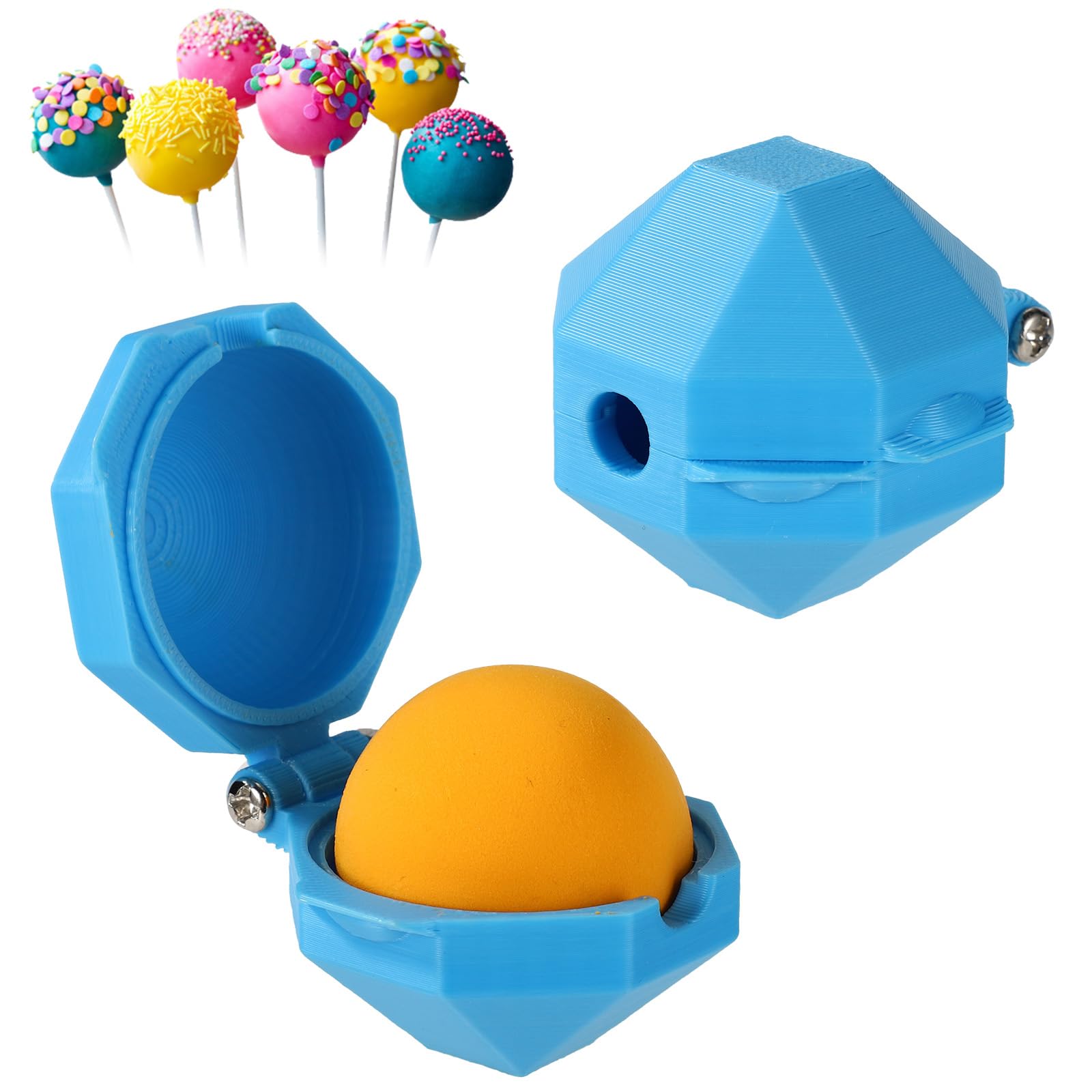 2pcs Round Cake Pop Molds, Plastic Premium Circle Cake Pop Baking Mould Practical Baking Maker Press Tool Accessories for Home Kitchen Bakery Dessert Shop (Blue)