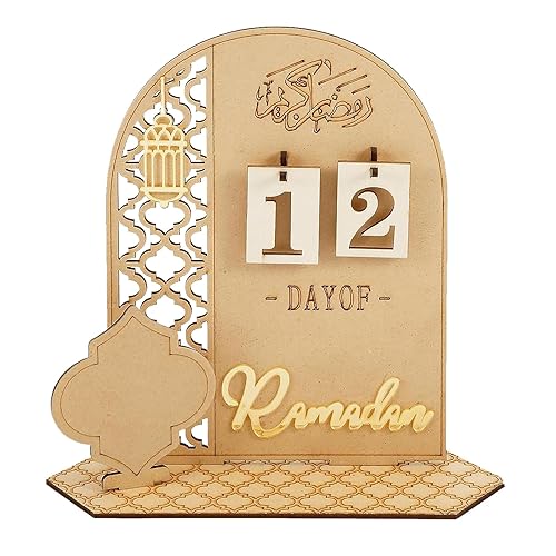 Ramadan Advent Calendar,Wooden Ramadan Decorations for Home,Rustic 30 Days Til Eid Countdown Ramadan Calendar,Ramadan Gift for Kids Ramadan Mubarak