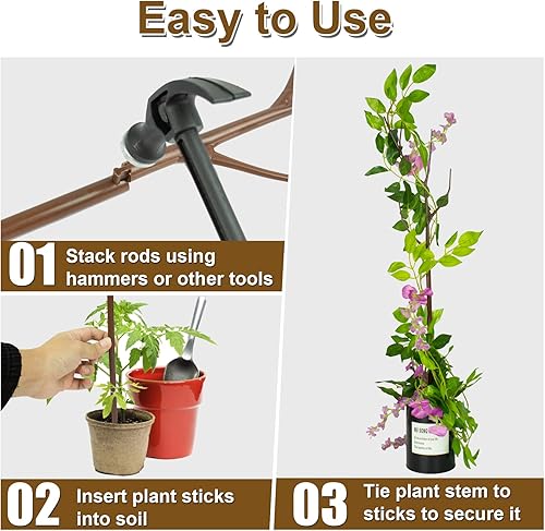 Miniatura 6 de Twig - Estacas de soporte para plantas de interior para plantas en maceta, paquete de 2 enrejados de ramitas marrones de 39.4 pulgadas para plantas