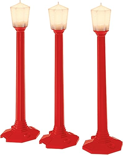 Lionel Farolas de calle clásicas rojas de 3 unidades, accesorio para modelo de tren