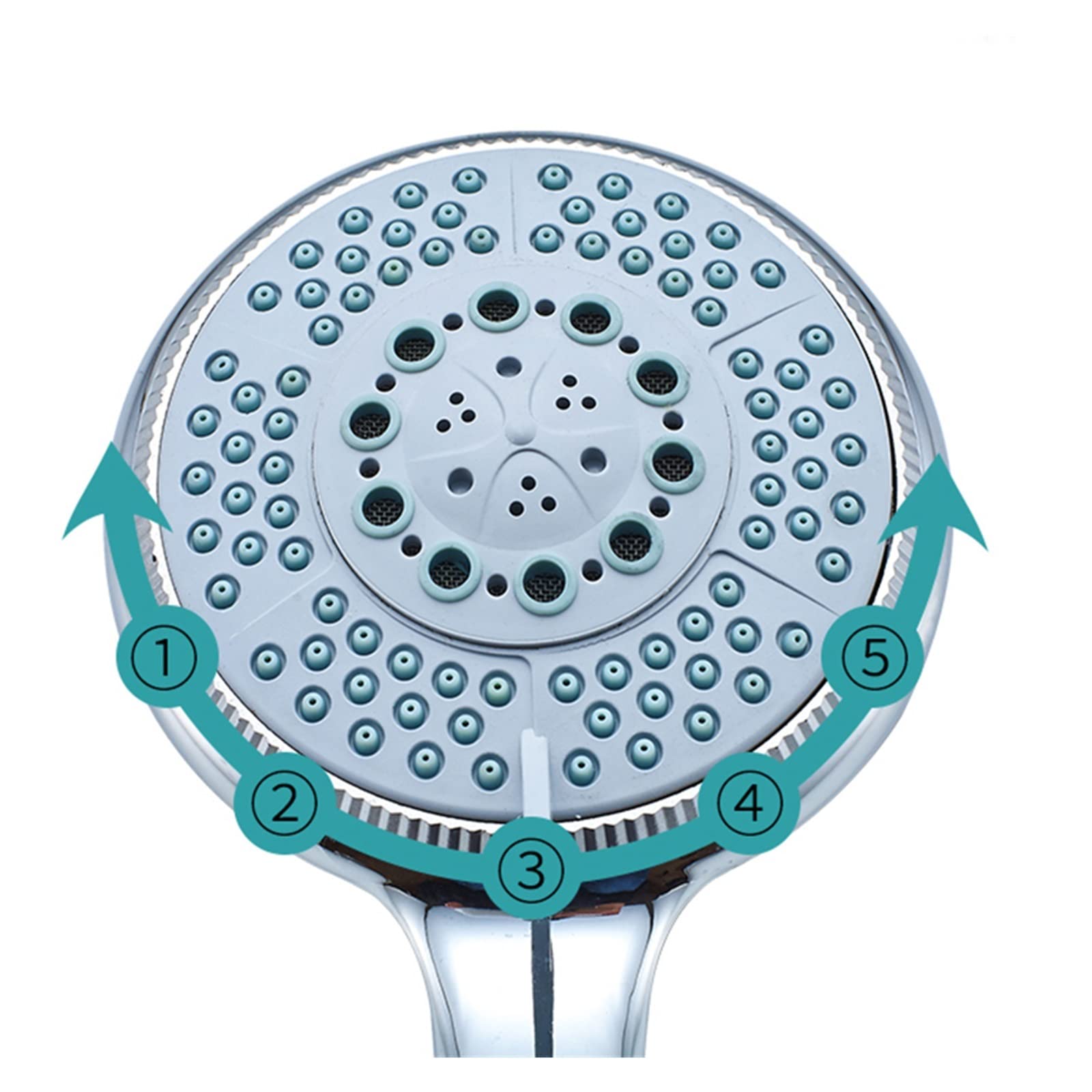 Shower Head Cabezal de Ducha multifunción Grande con Interruptor, Cabezal de Ducha Ajustable de 5 Modos, Boquilla rociadora de Ahorro de Agua de Mano, Accesorio de baño (Gris Claro) Shower