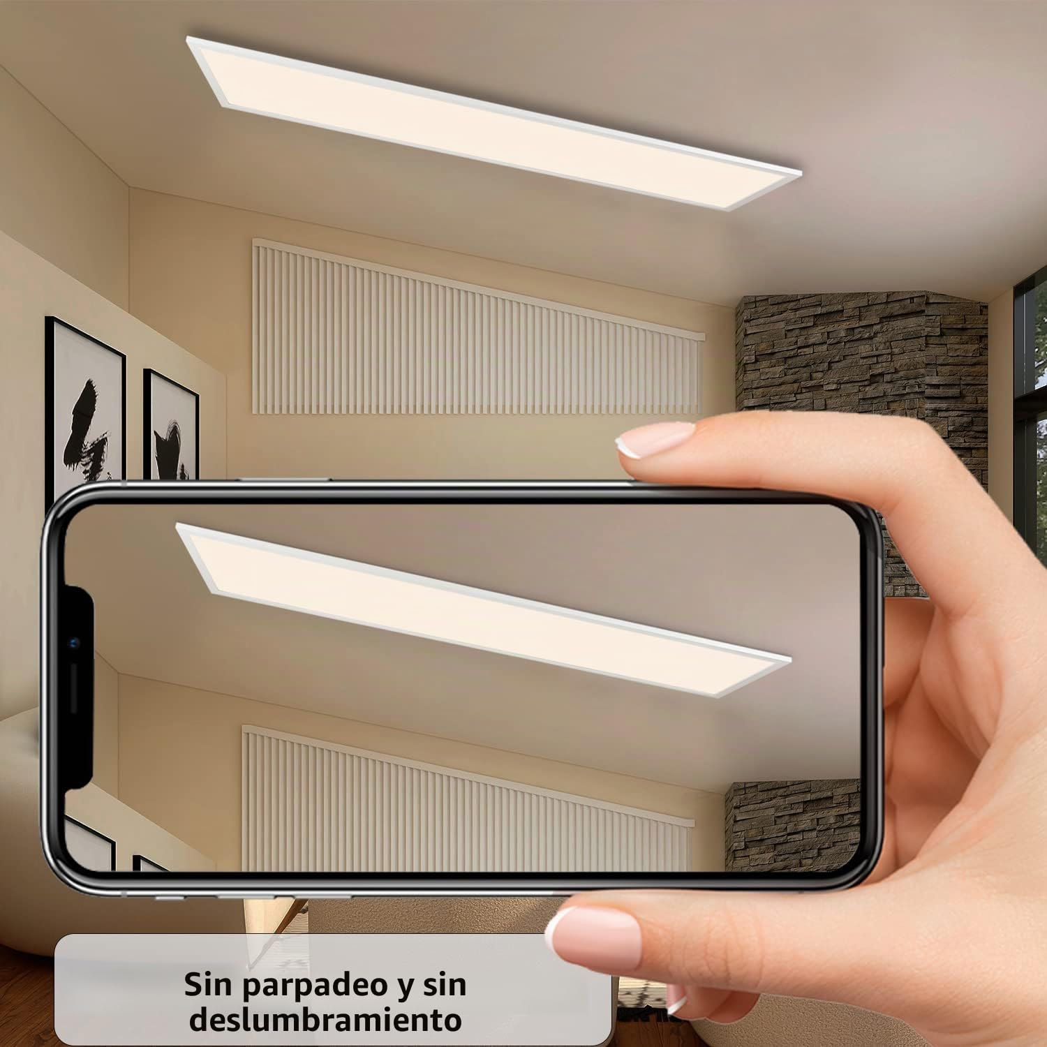 CBJKTX Plafón LED Panel regulable Lámpara de techo 120x30 cm con mando a | distancia Panel de techo de 48W Lámpara de salón 3840LM Luz de noche moderna Lámpara de dormitorio Lámpara de oficina blanca