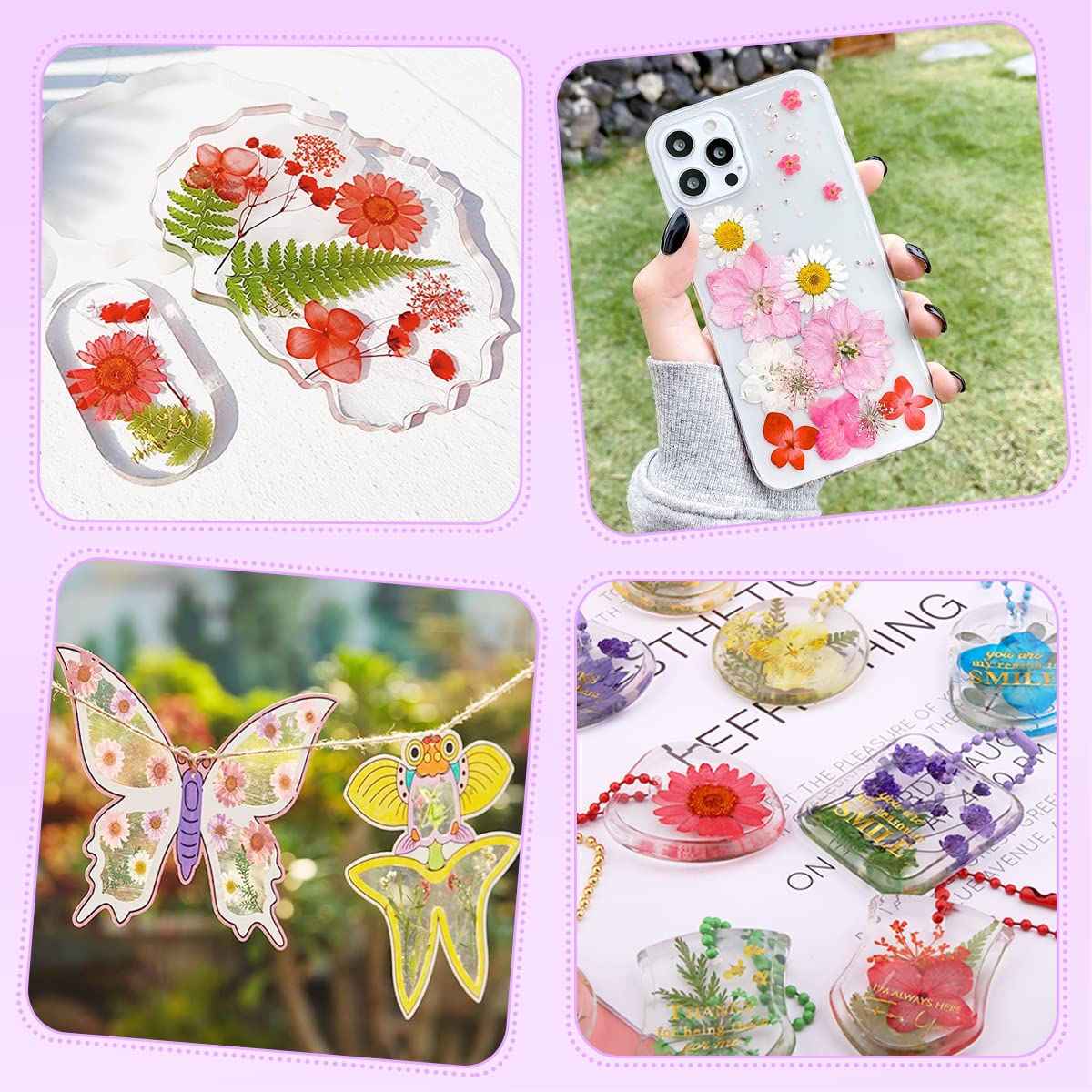 54 flores y hojas secas prensadas naturales secas verdes con pinzas para velas, resina, joyas, jabón, clavos, colgante, funda para teléfono móvil, manualidades, flores