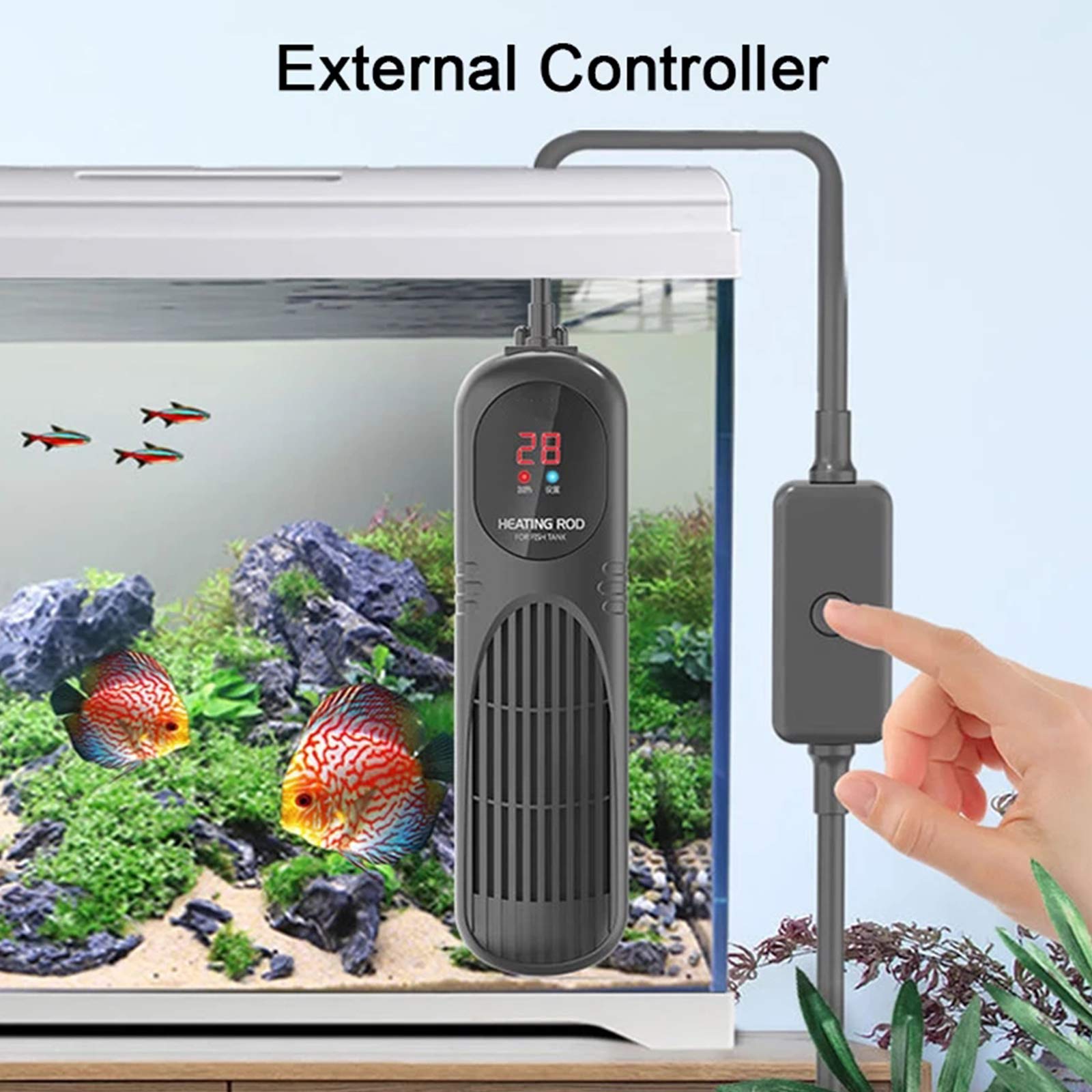 Calentador de acuario sumergible con controlador digital de temperatura para temperatura constante automática en tanques de peces y tortugas