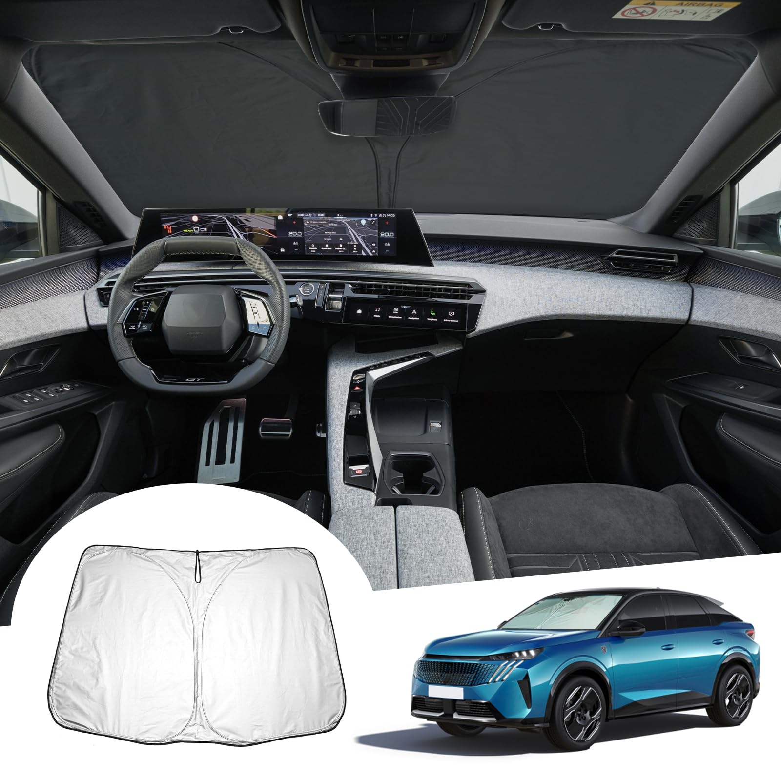 Film De Protection écran Climatisation GAFAT Pour Peugeot E-3008/e-5008 2024-2026 - Lot De 2 - Anti-rayures 6H, Antibactérien, Haute Transparence