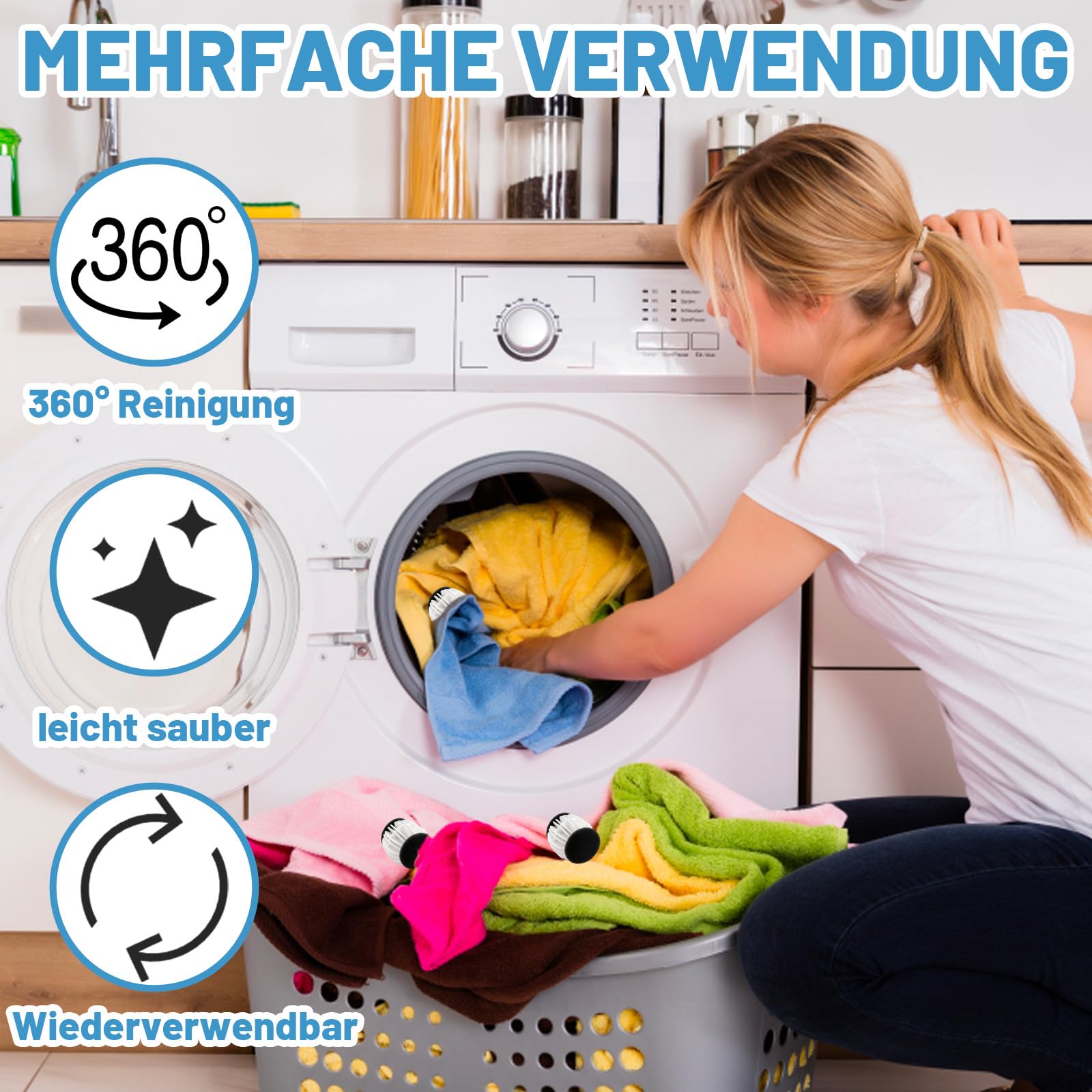 Fusselbälle Waschmaschine, 6 Stück Wäschebälle für Waschmaschine, Tierhaarentferner Waschmaschine mit Hochwertigem Material, Ideal für Haare, Staub und Schmutz Elektro-Großgeräte