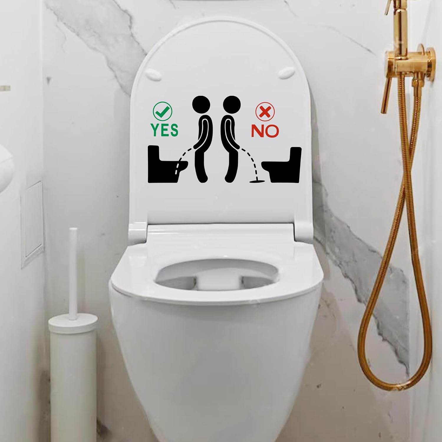 2 Pair Do Not Pee Outside The Toilet/Aim into The Toilet Sign Stickers for Bathroom, Home School Office Waterproof Warning Sign Decals Decoration