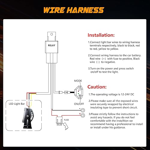 Miniatura 8 de ASLONG Barra de luz LED de 52 pulgadas, 300 W, estroboscópica intermitente blancaámbar con seis modos de inundación puntual para conducción
