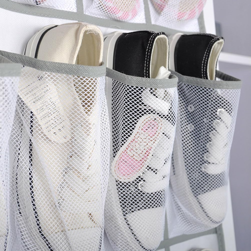 GATHINESS Over-the-door Hanging Shoe Organizer with 24 Breathable Mesh Pockets, White Color, Space-saving Closet Storage for Shoes And Accessories 4