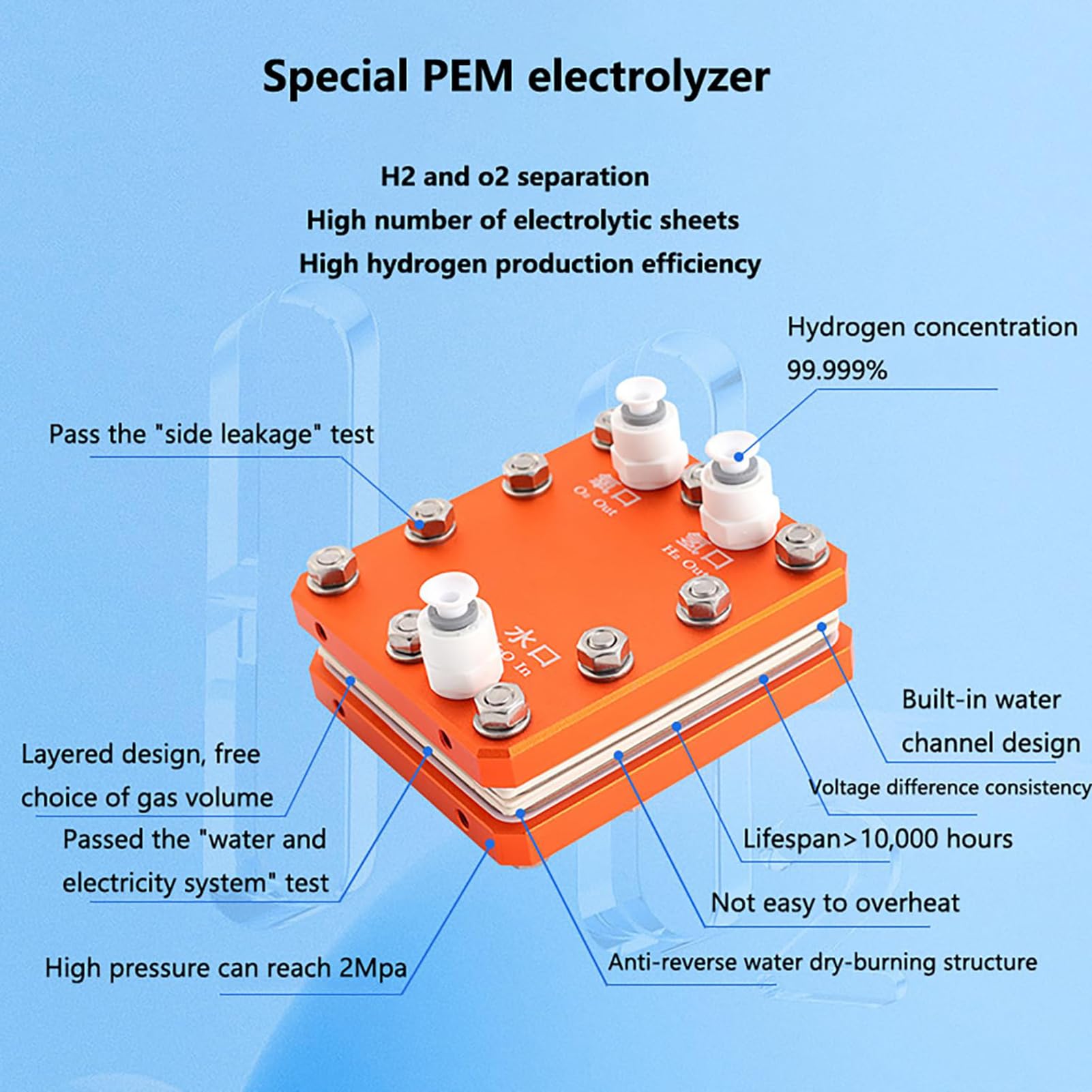 Aparat do inhalacji wodorem, 1500-3000 ml/min, generator wodoru o wysokiej czystości 99,99%, inhalator H2 w technologii PEM, przenośny na kółkach 3000ml