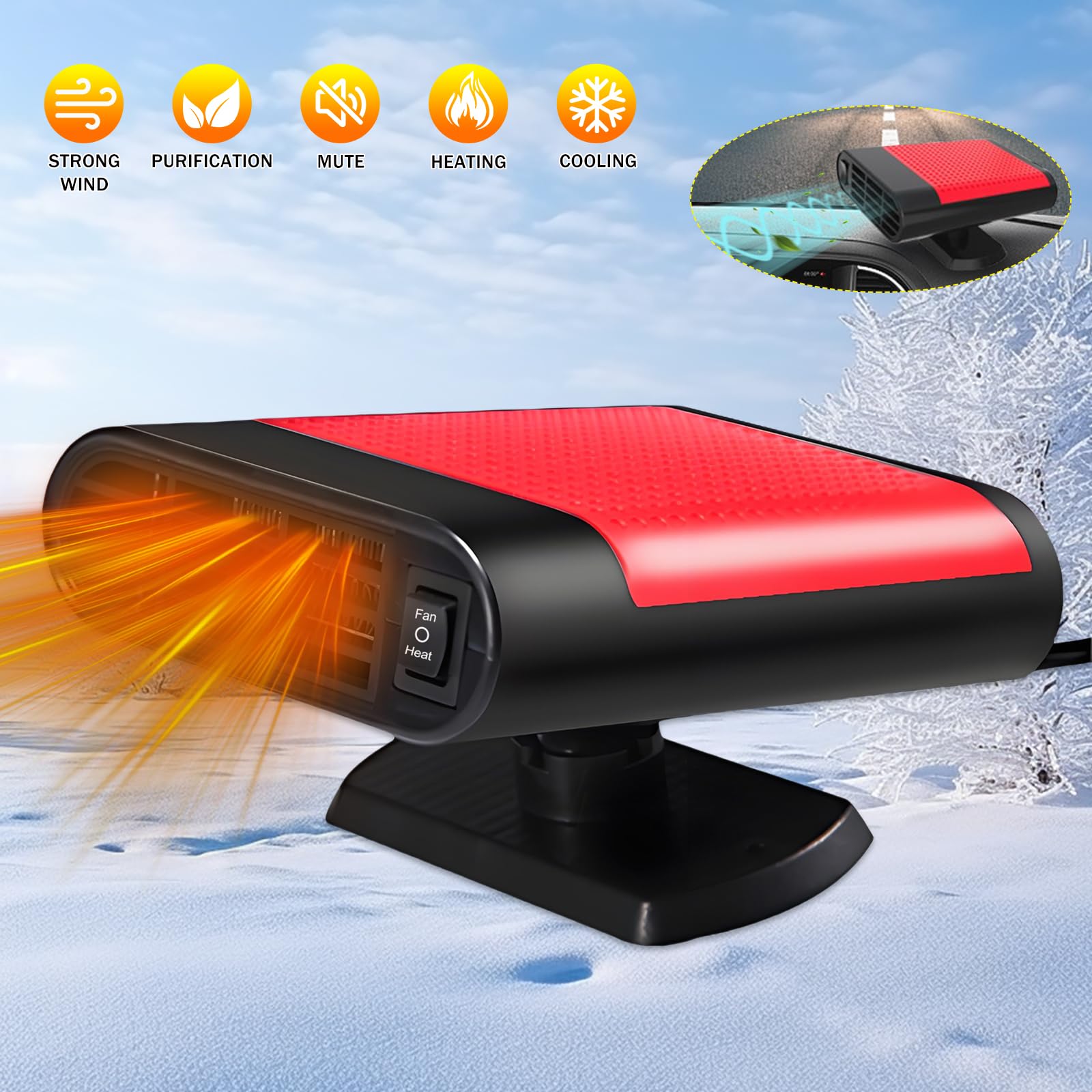 Auto-Heizlüfter 12 V, 150 W, Mobile Autoheizung, Zigarettenanzünder