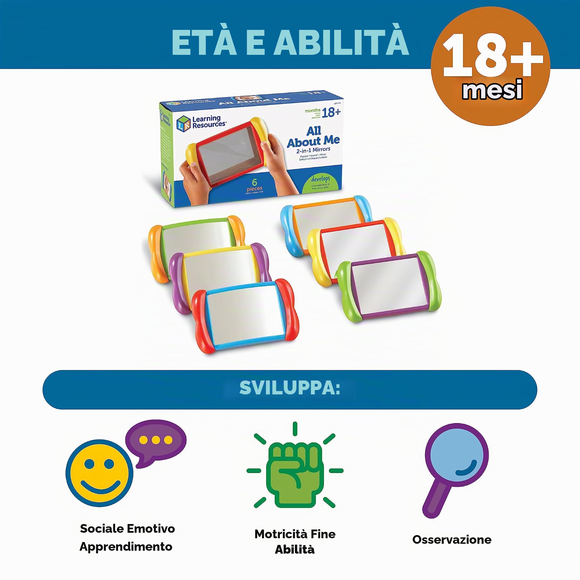 Learning Resources Specchietti 2 in 1 all About Me (Set da 6)