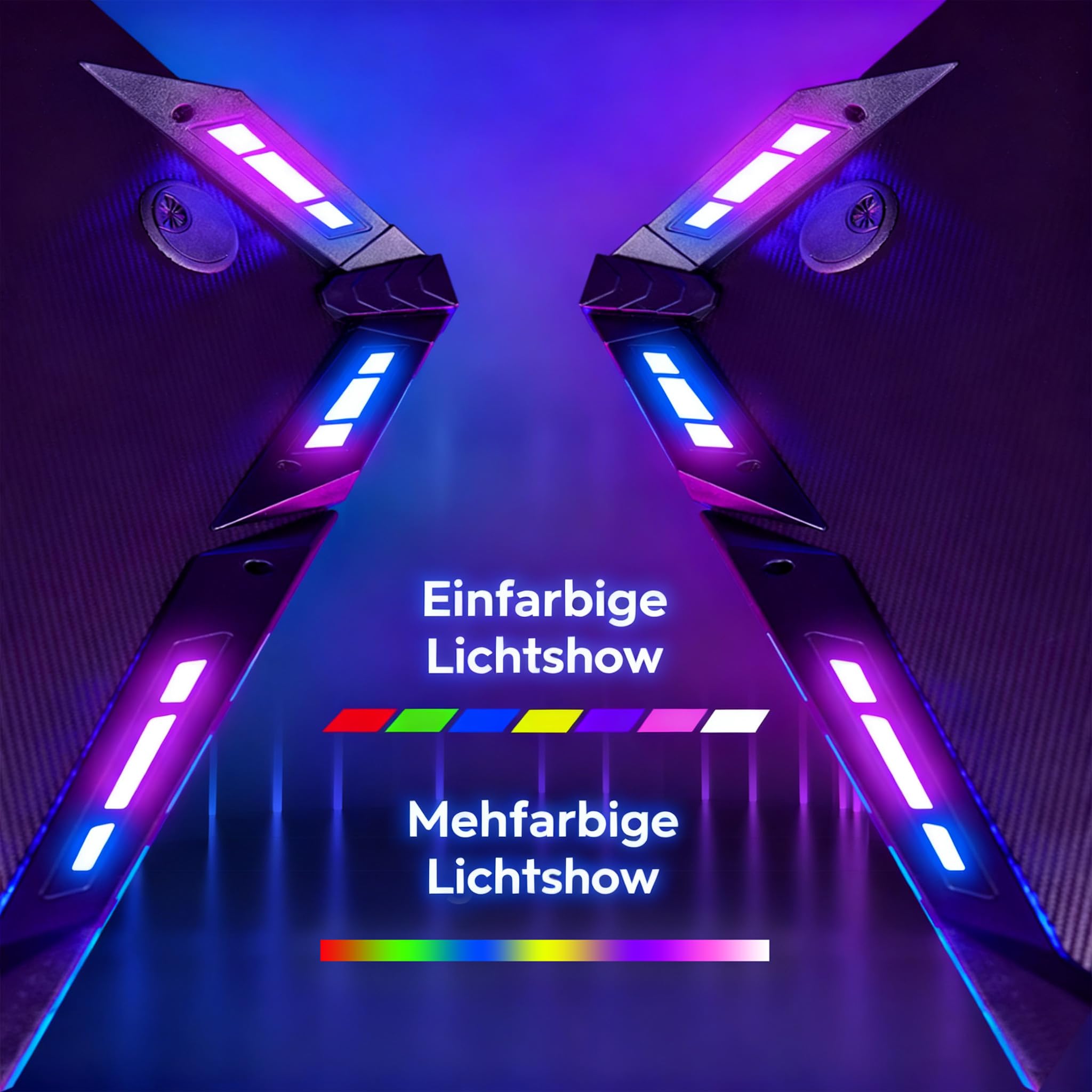 YUENFONG Gaming Tisch mit LED, 160x60cm Schreibtisch Y-Frame Computertisch mit Kohlefaser-Oberfläche, Ergonomischer PC Tisch inkl. Fernbedienung Tassenhalter & Kopfhörerhaken, Schwarz