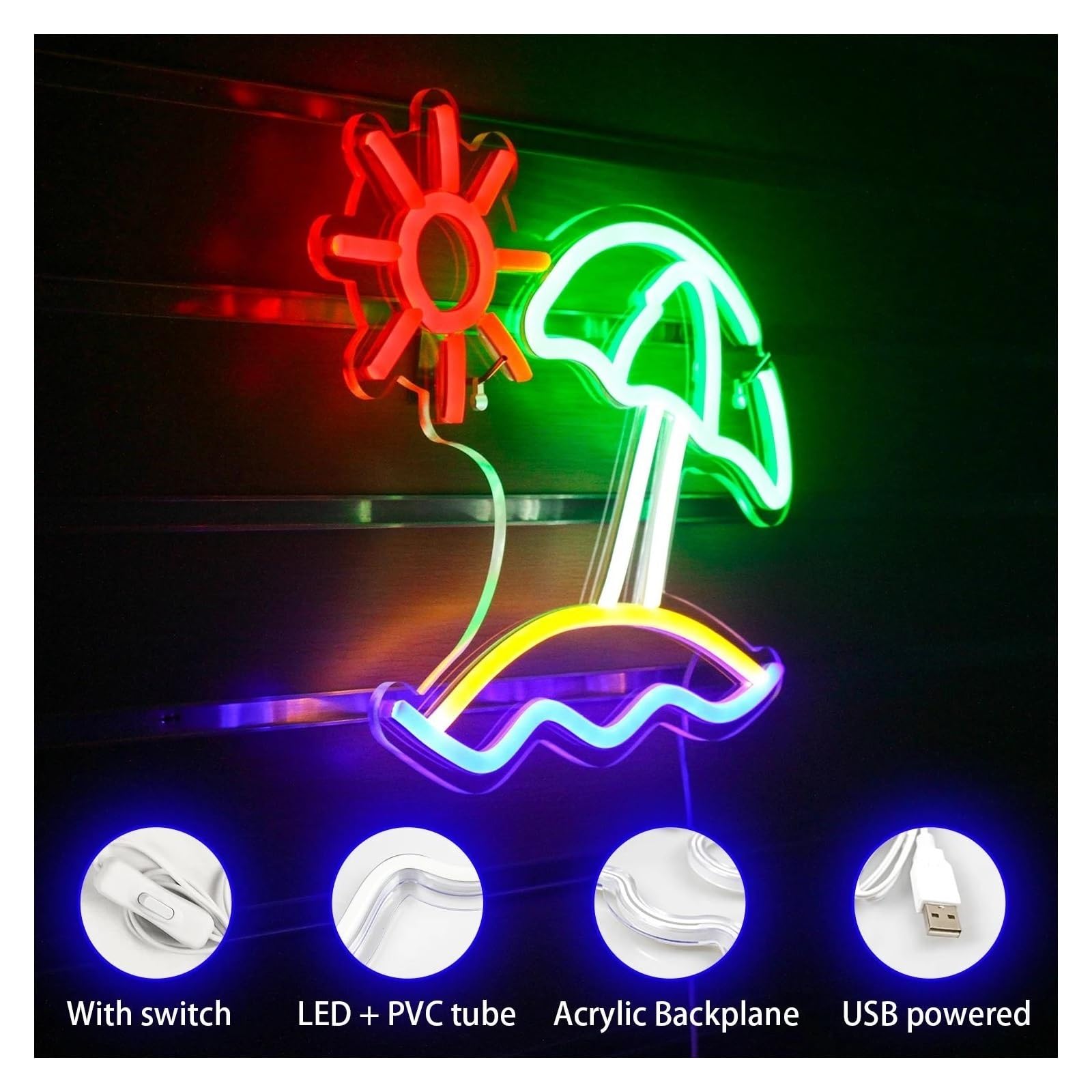 Carino Arte Illuminazione Festa Forniture Matrimonio Bar Spiaggia Sole Decorazione Parete Design per unico Con Interruttore LED per Luci al per neon