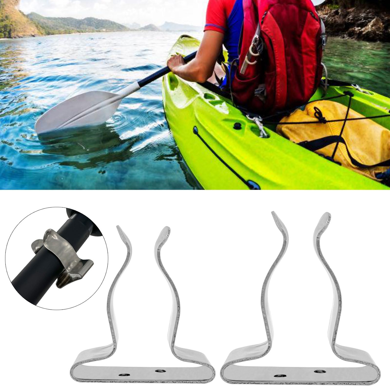 Laikoutd 2Pcs Hook Holder Marine Spring Clip Stainsless Steels Spring Clamps Oars Holder for Hook Fishings Rod