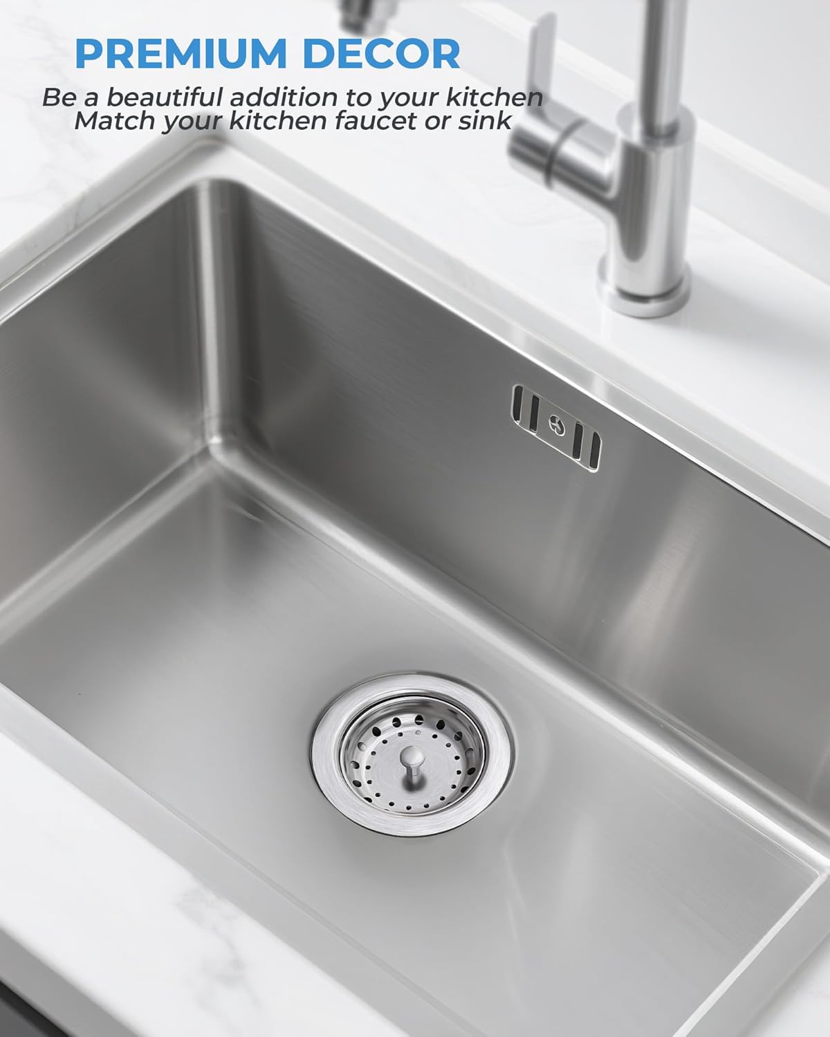 3-1/2 Inch Kitchen Sink Drain Assembly Black Sink Drain Strainer with Stainless Steel Strainer Basket and Drain Stopper Replacement for Standard Kitchen Sink Drain
