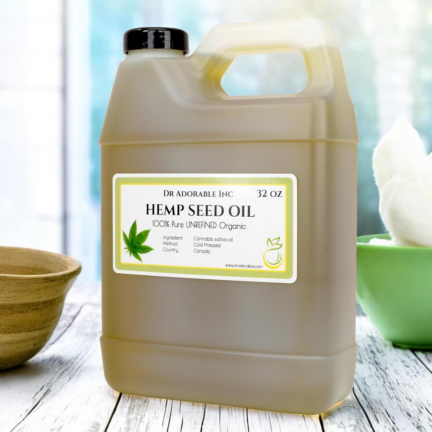 Dr Adorable - 32 oz - Hemp Seed Oil UNREFINED - 100% Pure Natural Cold Pressed Organic