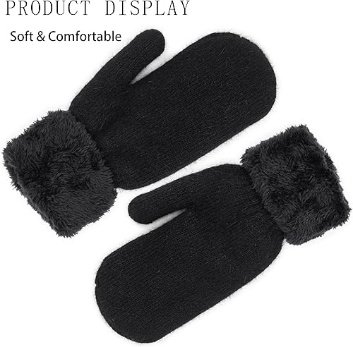 Miniatura 3 de Guantes de punto cálidos de invierno para mujer, guantes de forro polar sintético gruesos elásticos para clima frío