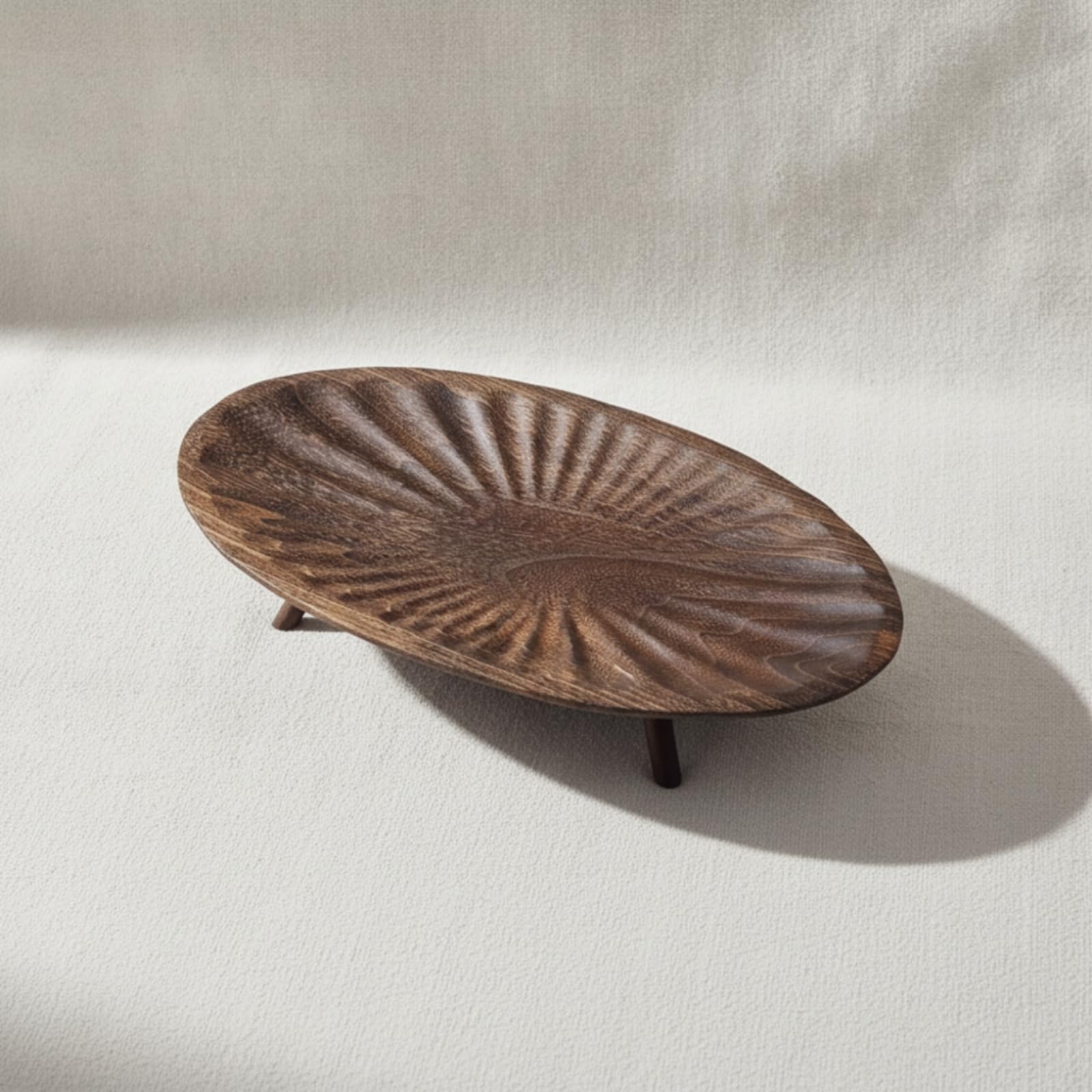 Holztablett mit Beinen Dreibeinig -Tablett Massiv Servierplatte für Kaffeetafel, Eingangsbereich,